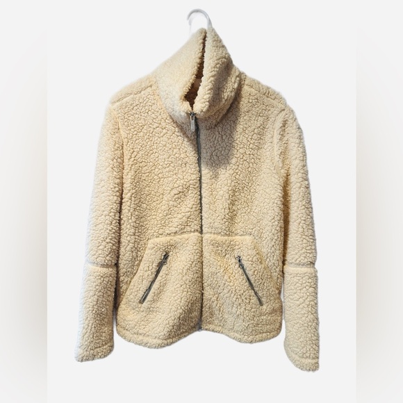 Zella Cream Fleece Zip Up Jacket Size Medium - Picture 4 of 6